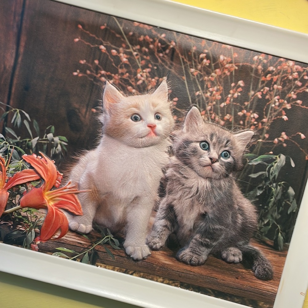 Vintage Puffy Bubble 3D Kitty Cat Wall Hanging Picture 🖼 made in Italy